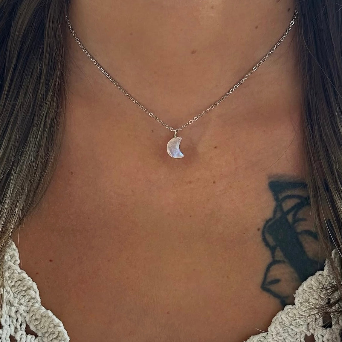 Rainbow Moonstone Tiny Moon
