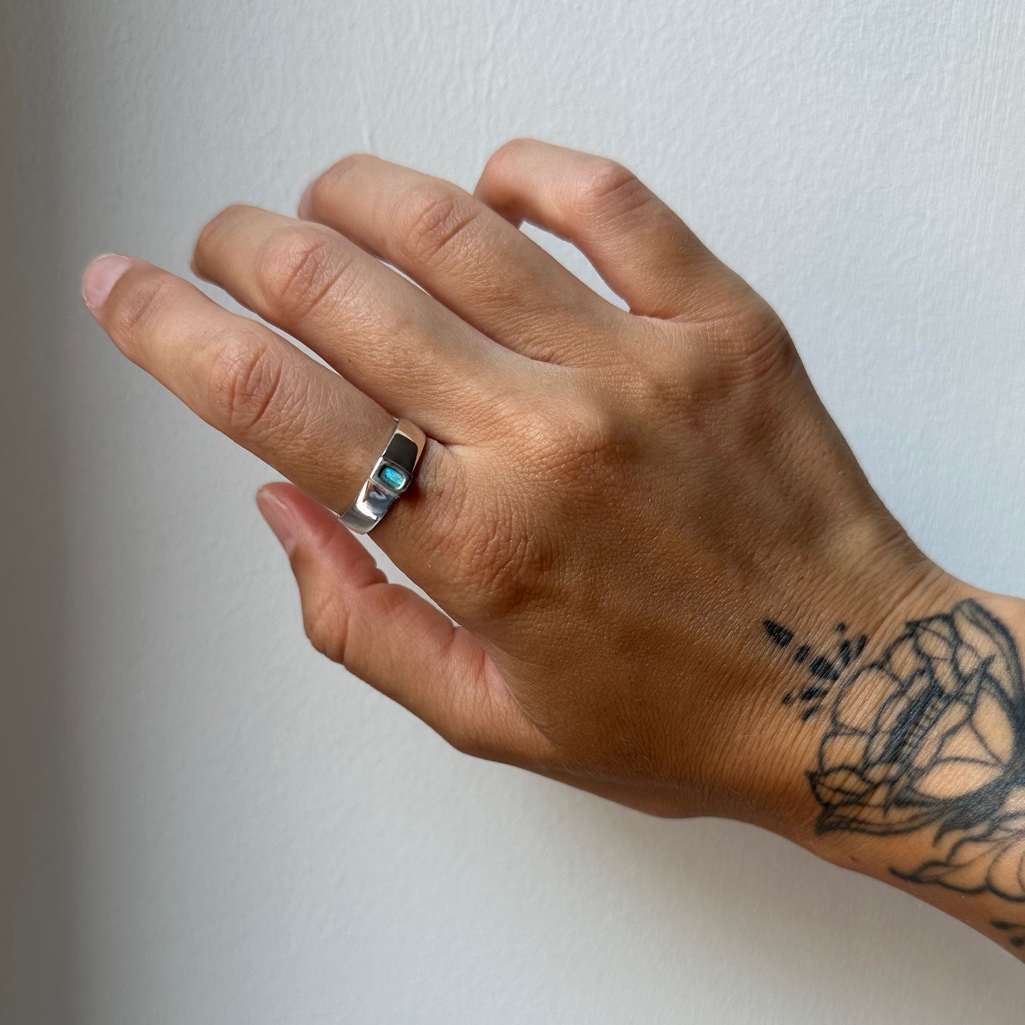 Labradorite Silver Clay Ring